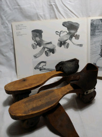 Antique wooden Roller Skates. C. 1875-