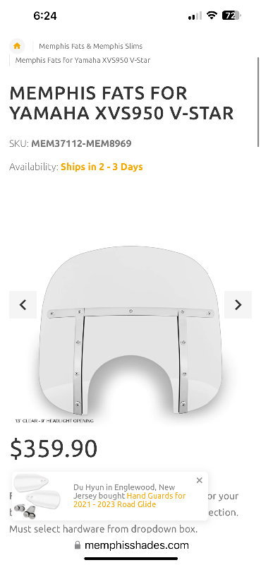 Motorcycle  windshields Memphis Shades mem3711 Yamaha Kawasaki in Other in Barrie - Image 9