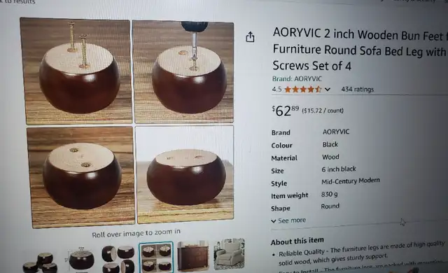 Wooden Bun Feet for Furniture Round Sofa Bed Leg62863731826177122