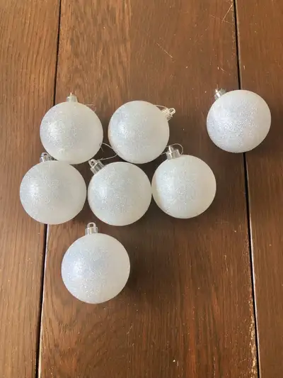 7 Sparkly White Plastic Christmas Decor Balls Decoration Holiday, View more