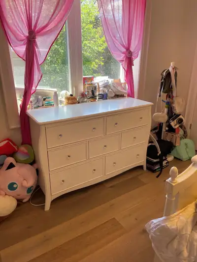 White Dresser with Crystal Knobs, View more