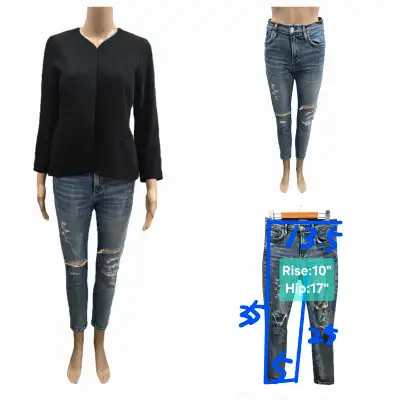 AGOLDE High-Rise Distressed Cropped Skinny Jeans Size 26, View more