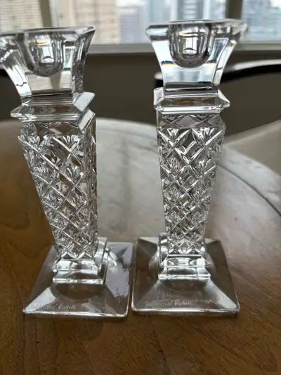 Pair of Vintage Imperial Estate Crystal Candlesticks - Signed, View more
