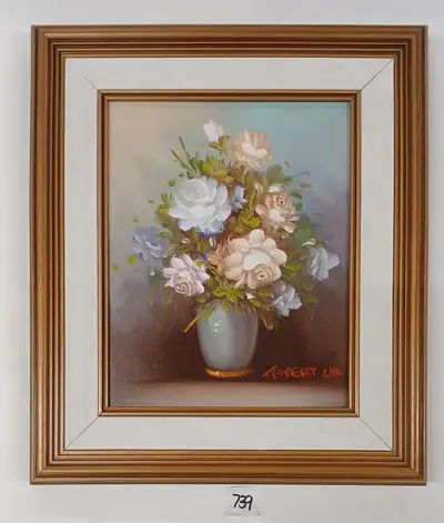 FLORAL STILL LIFE BY ROBERT LOX, FRAMED OIL ON CANVAS, View more