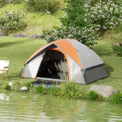 Orange 3000mm Waterproof Camping Tent for 2 Man, Sewn-in , View more