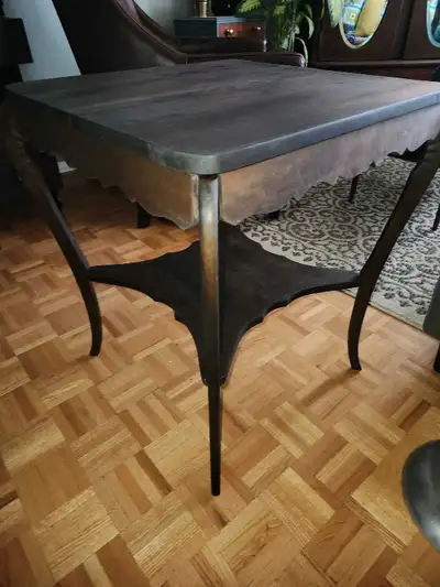 Beautiful Antique Square Two-Tiered Solid Wood Table, View more