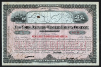 1880 New York, Ontario and Western Railway Co. Stock Certificate