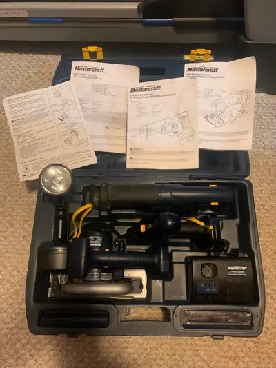 Awesome Mastercraft 4 Tool Package Includes: 1)14.4 Volt Cordless Circular Saw 2)14.4 Volt Cordless...