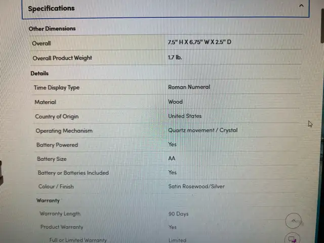 Table top clock( Howard Miller ) in Home Décor & Accents in Markham / York Region - Image 6