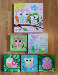 Owl paintings on canvas
