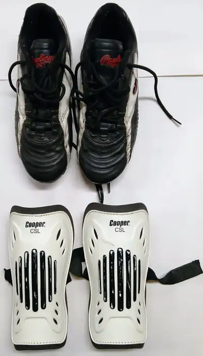Rawlings soccer cleats and shin guards, View more