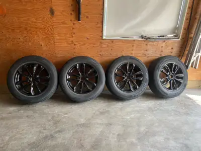 These are beautiful tires with at least 2 years of life left in them. The rims are a nice glossy bla...