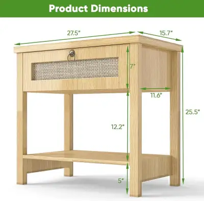 Brand New Modern 27” Rattan Nightstand Special selling at $39, View more