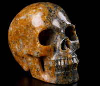 Huge 5.0" Orange Calcite Crystal Skull! Hand carved, realistic.