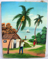 PETITE PEINTURE ART NAIF HAITIEN VINTAGE HAITIAN PANTINGS