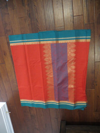 brand new blue and coral sari