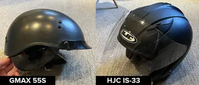 GMAX 55S HALF HELMET Selling lightly used, matte black GMAX 55S half helmet with integrated, retract...