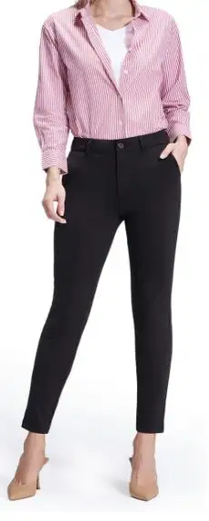 Bamans Womens 31" Dress Pants Stretch Skinny Black Work Size L, View more