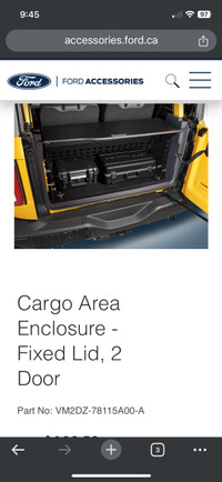 Ford Bronco 2 Door Fixed lid cargo enclosure 