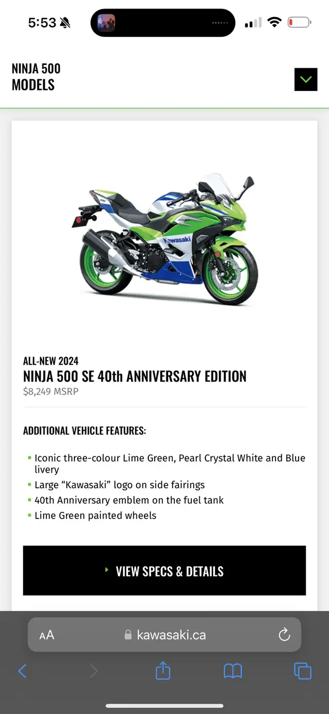 Kawasaki Ninja 500 in Sport Bikes in Leamington - Image 3