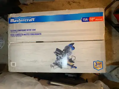 Mastercraft 15 Amp Sliding Compound Mitre Saw with Laser Line, 10-in Description: New , never used....