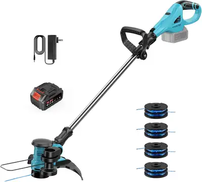 Electric Cordless Brushcutter, with 1 Battery and 4 Coils, 2 in, View more
