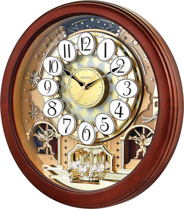 Bulova Dancing Tune Strike Chime Wall Clock, Brown Cherry in Home Décor & Accents in City of Toronto - Image 2