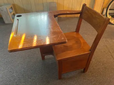 Solid wood old school desk, View more