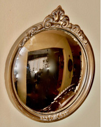 Miroir Bombé Antique 1890 Wood & Plaster Mirror Convex 11"x12.5