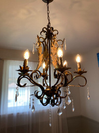 Mia Antique Bronze 6-Light Chandelier w/ Cascading Crystal