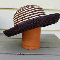 Stylish Straw Hat, Kate Lord, Like New  Two-Tone color natural /