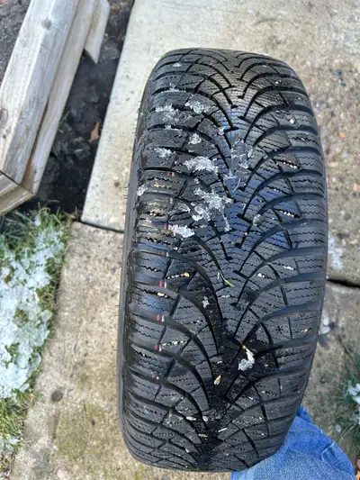 4-Ultra grip winter tires mounted on steel rims. Bolt pattern is 5-110. Used for one season.