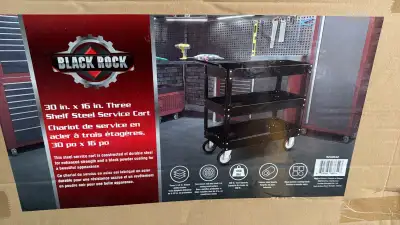 30 in x 16 in Three shelf steel service cart, View more