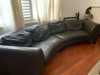 Vintage Contemporary Curved Leather Sofa, View more