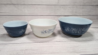 Vintage Set of 3 Colonial Mist Pyrex Mixing Bowls 403 402 401