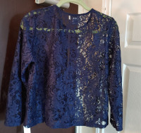 Large Blue Lace Shrug  Long Sleeves Jacklyn Smith Collection new