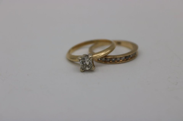 14K Yellow & White Gold Diamond Ring Set Sz 5.5 (#1493) in Jewellery & Watches in City of Halifax - Image 4