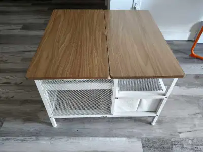 Industrial style coffee table with foldable top, View more