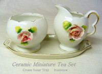 Mini Porcelain Sugar Cream set, rose attached