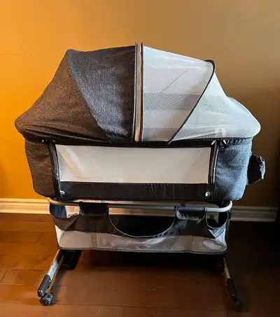 Adjustable Bedside bassinetyy with storage & Canopy, View more