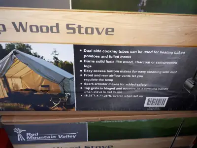 Wood-Burning Camp Stove. NOW on sale. Best gift for holiday: Brand new camp wood stove in box, perfe...