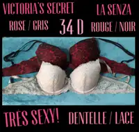 RÉDUIT $15 ch. 2 Soutiens-gorge 34D~VICTORIA’S SECRET & LA SENZA
