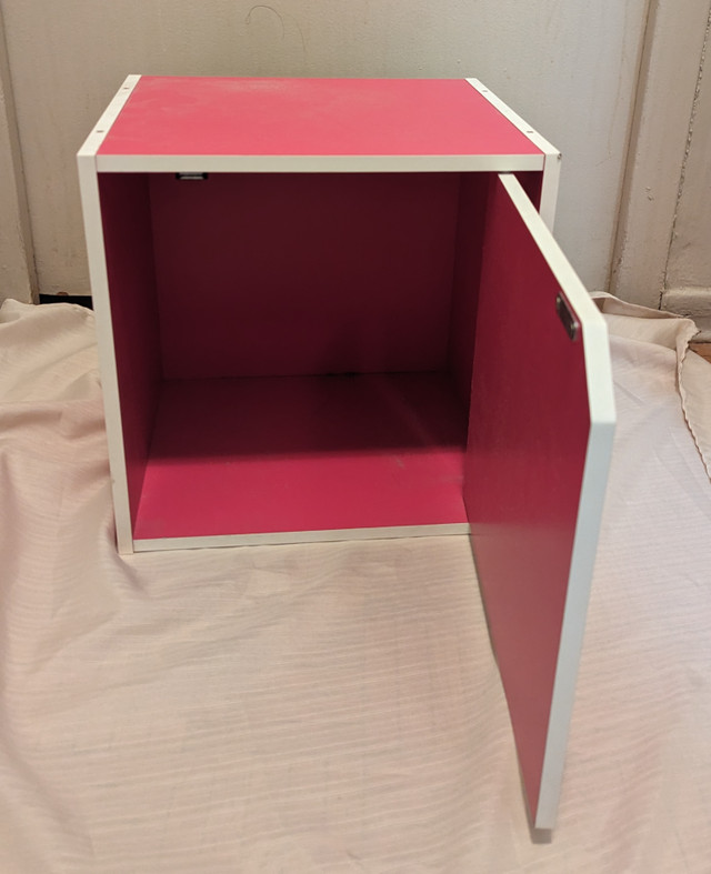 Wood Cube Cabinet Box with Door Dark Pink in Storage & Organization in Markham / York Region - Image 3