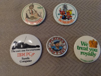 Vintage Pinback Buttons - Oktoberfest, Ontario, IBM, Player's