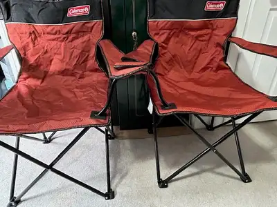Pair of 2 Extra Large Folding Chairs for Camping, Fishing, Hunting. Clean, no tears, not bent, no st...