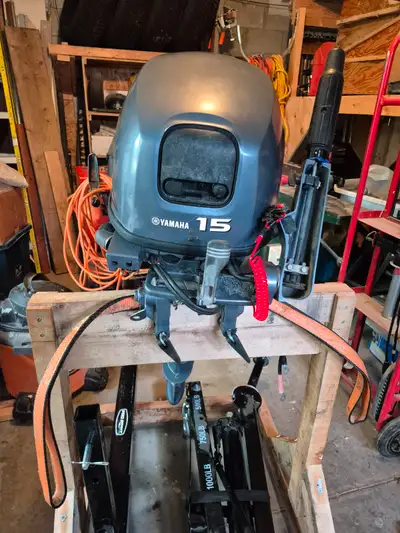 Yamaha 15 hp outboard motor. 4 stroke electric start long shaft 2002 Motor was checked out by Yamaha...