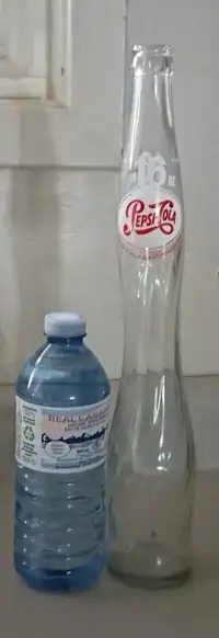 Vintage Pepsi Cola 16oz Stretched Glass Soda Bottle White Logo