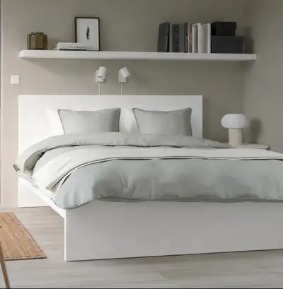 Lit Queen MALM IKEA Blanc (Base + Sommier + Matelas) Très propre, View more