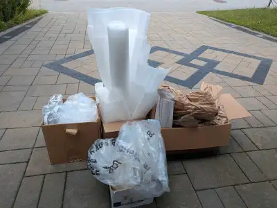Moving boxes, Buble wrape, packing paper, and foam wrap, View more
