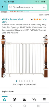 Summer Infant metal Bannister and stair safety gate.  New in box